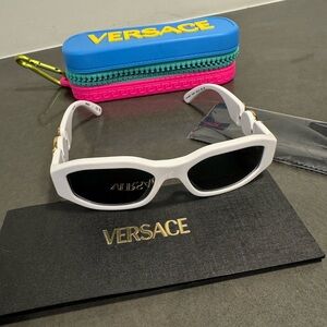 Versace White Frame Kids Sunglasses with Black Lenses